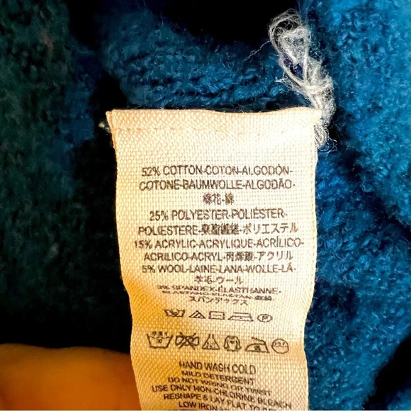 Free People Cotton Bohemian Cowl Neck Dark Teal Ribbed Oversized Sweater Size XS - Picture 16 of 16